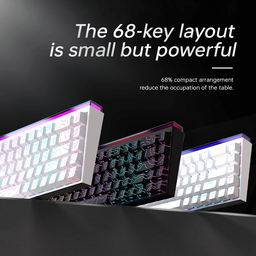 AJAZZ NK68  mekanisk tastatur, Kabel (65%) med UK-US layout