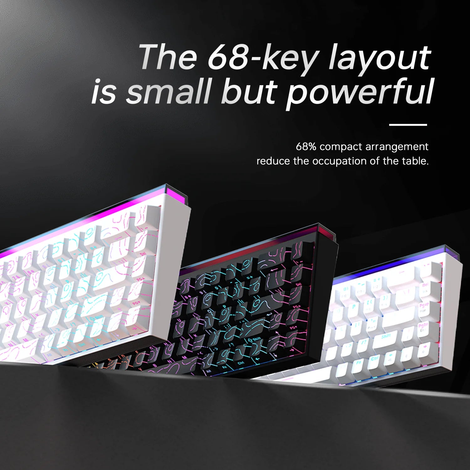 AJAZZ NK68  mekanisk tastatur, Kabel (65%) med UK-US layout
